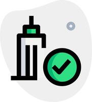 A green and white icon of a bottle with a tick vector