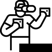 A man holding a camera and a phone vector