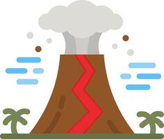 Volcano icon with a red line coming out of it vector