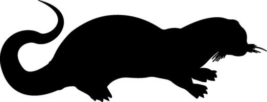 A black silhouette of a large otter vector