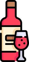 A bottle of wine and a glass of wine vector