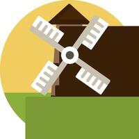 A windmill with a sun in the background vector