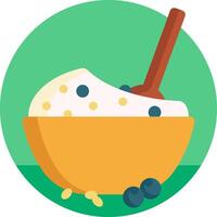 A bowl of ice cream with blueberries in it vector