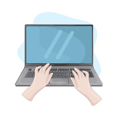 typing on a laptop