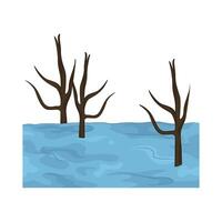 trees affected by flooding illustration vector