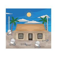 The impact of flooding on the environment illustration vector