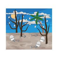 illustration of trees affected by flooding vector