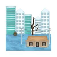 illustration of Flooding and infrastructure damage vector