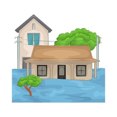 the flood submerged the house illustration