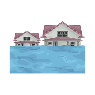 the house was affected by the flood illustration