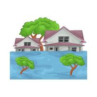 trees submerged in flood water illustration vector