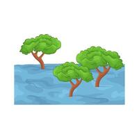 trees submerged in flood water vector