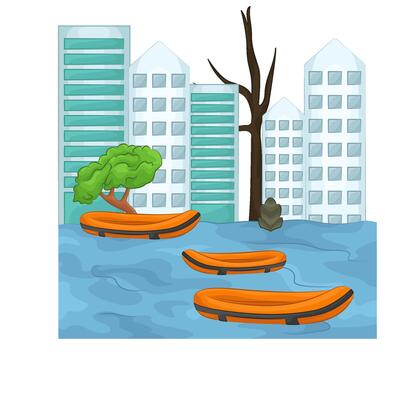 illustration of the building was flooded