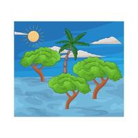 illustration of trees submerged in flood water vector