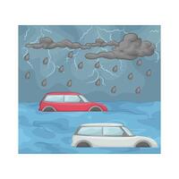 Rainstorms cause flooding vector