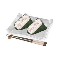 onigiri on plate vector