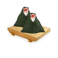 fresh salmon roe onigiri vector