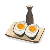 egg onigiri on plate vector