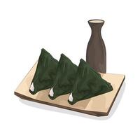 illustration of onigiri on plate vector