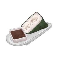 half onigiri with soy sauce vector