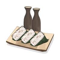 illustration of onigiri on plate vector