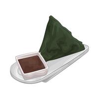 onigiri with soy sauce vector