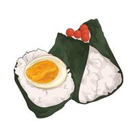 salmon onigiri with egg onigiri vector