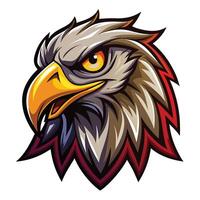 an eagle head with a red beak and yellow eyes vector