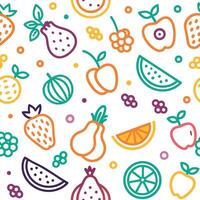 seamless fruit pattern with colorful fruit icons vector