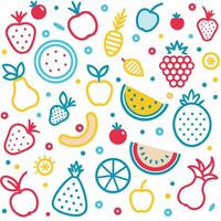 fruit and berries pattern with colorful fruit and berries vector