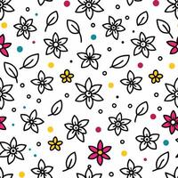 seamless pattern with flowers and leaves on white background vector