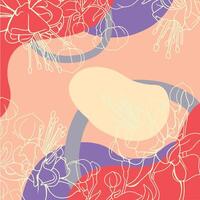 Pink Purple Abstract Floral Blob Shape with Flowing Line Art Illustration vector