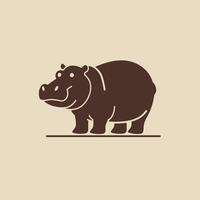 Hippo silhouette on a light background in simple design vector