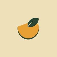 Fresh orange slice with green leaf on light background vector