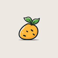 Illustration of a cartoonish yellow mango with leaves vector