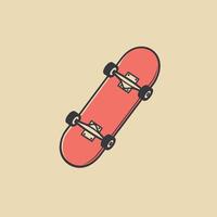 Bright red skateboard design on simple background vector