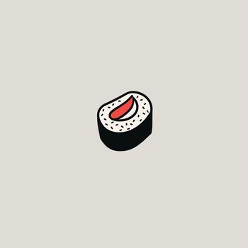 Sushi roll with bright filling on a simple background vector