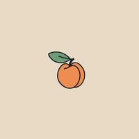 Fresh peach with a green leaf against a plain background vector