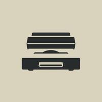 Vintage record player with vinyl records in use vector