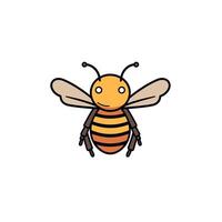 Cute cartoon bee with smiling face and wings vector