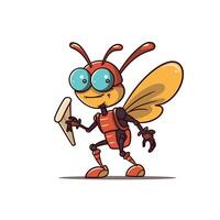 Cartoon bee character holding a cone in a fun pose vector