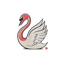 Elegant swan with a red head and graceful wings vector