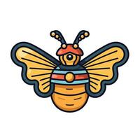 Colorful illustration of a bee with unique details and patterns vector
