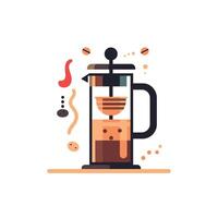 Brewing coffee in a French press with colorful dots and swirls vector