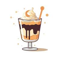 Delicious dessert featuring creamy layers and chocolate drizzle vector