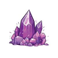 Beautiful purple crystal cluster shines with sharp facets vector