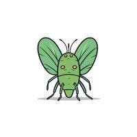 Green insect illustration with large wings and distinct features vector