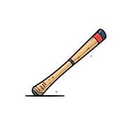Wooden baseball bat leaning against a flat surface in style vector