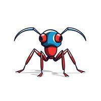 Vibrant cartoon ant with blue and red features in art style vector