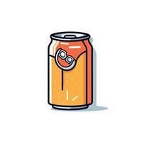 Bright orange soda can with a metallic finish and pop top vector